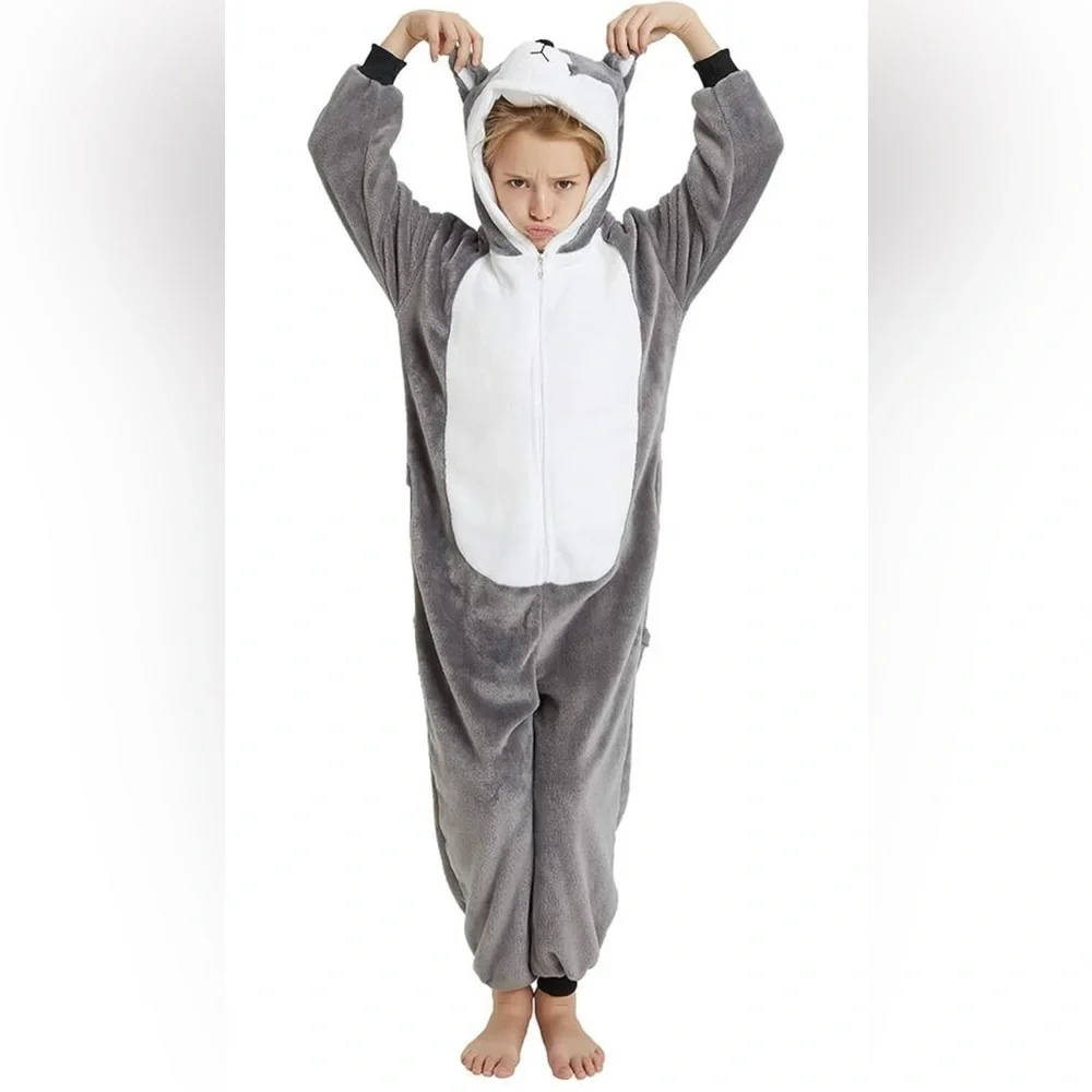 Dog Onesie Costume | Size 150 | Fleece Pajamas | Husky Puppy | Halloween | New